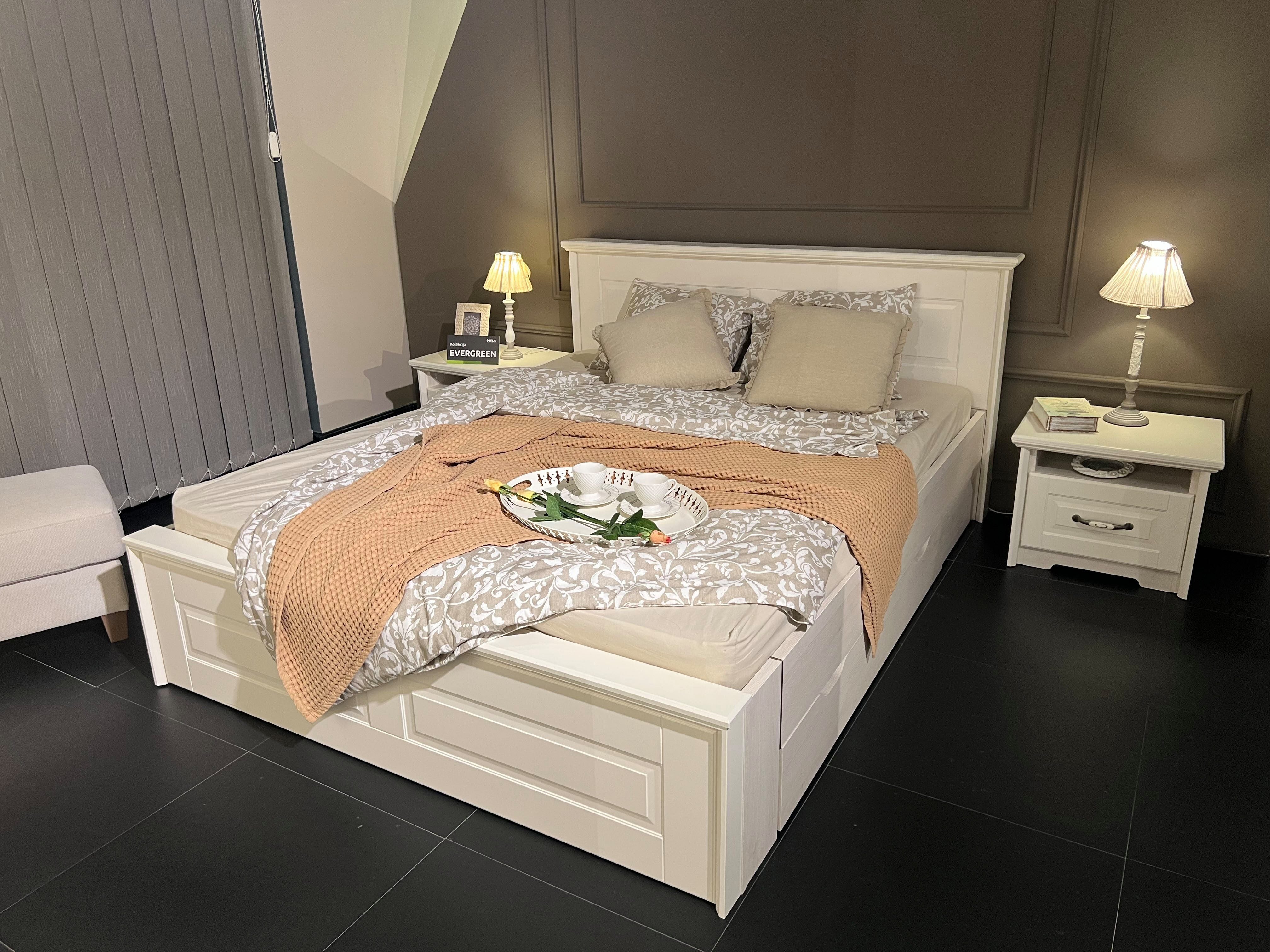 Cadru de pat Evergreen 160×200 cm, stil rustic, MDF lăcuit – alb Arboteca