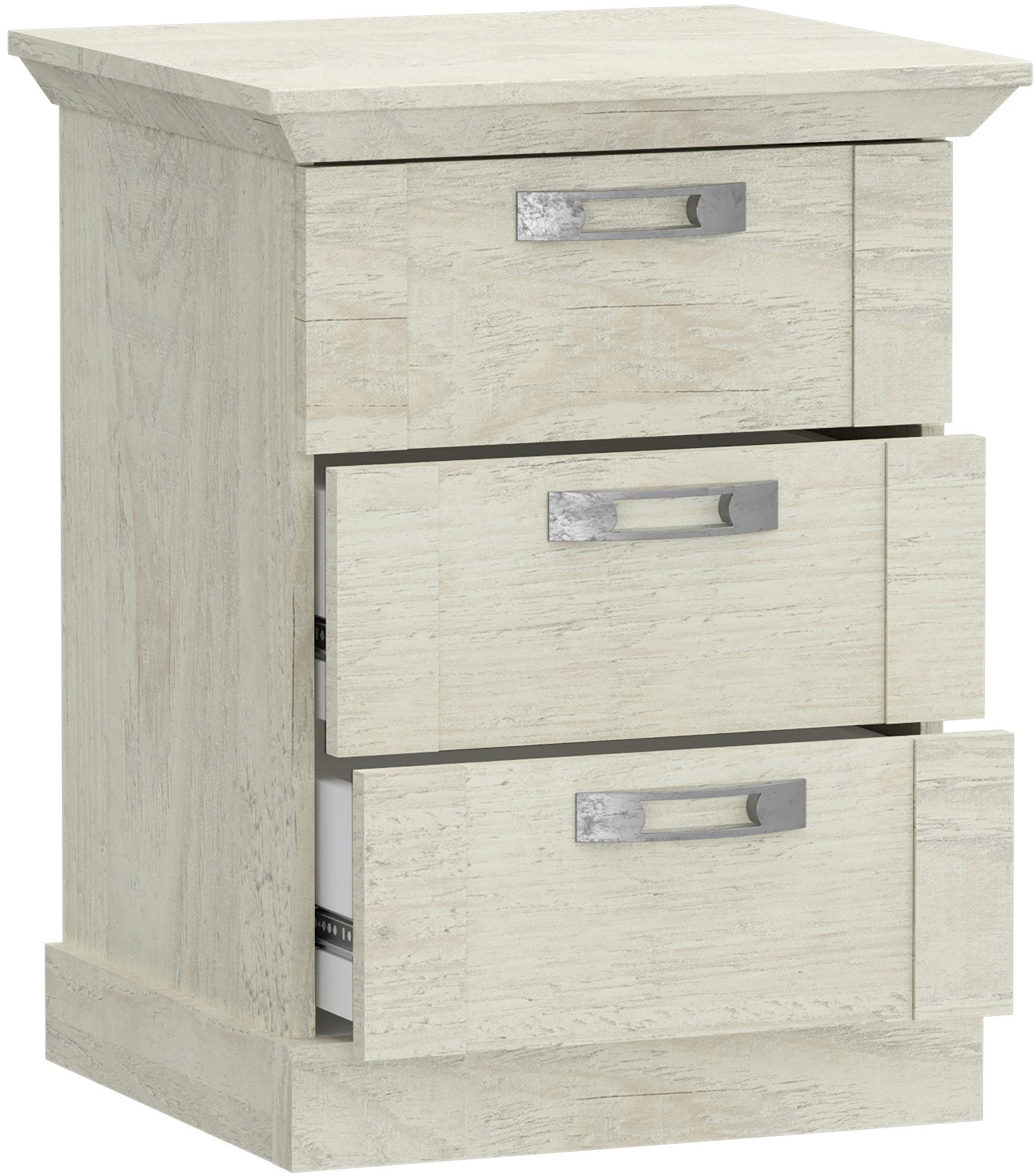 Set 2 noptiere Kashmir, 3 sertare, Pin Alb, 49,8×44,9×66 cm Arboteca