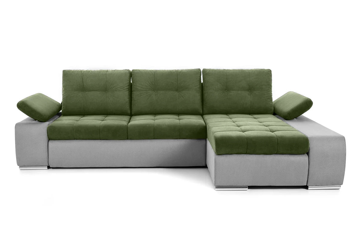 Colțar Extensibil VENETIA, cu ladă de depozitare, variante stânga/dreapta 290x170x80 cm Dreapta Verde-Gri-Deschis-Enjoy Prestige Home