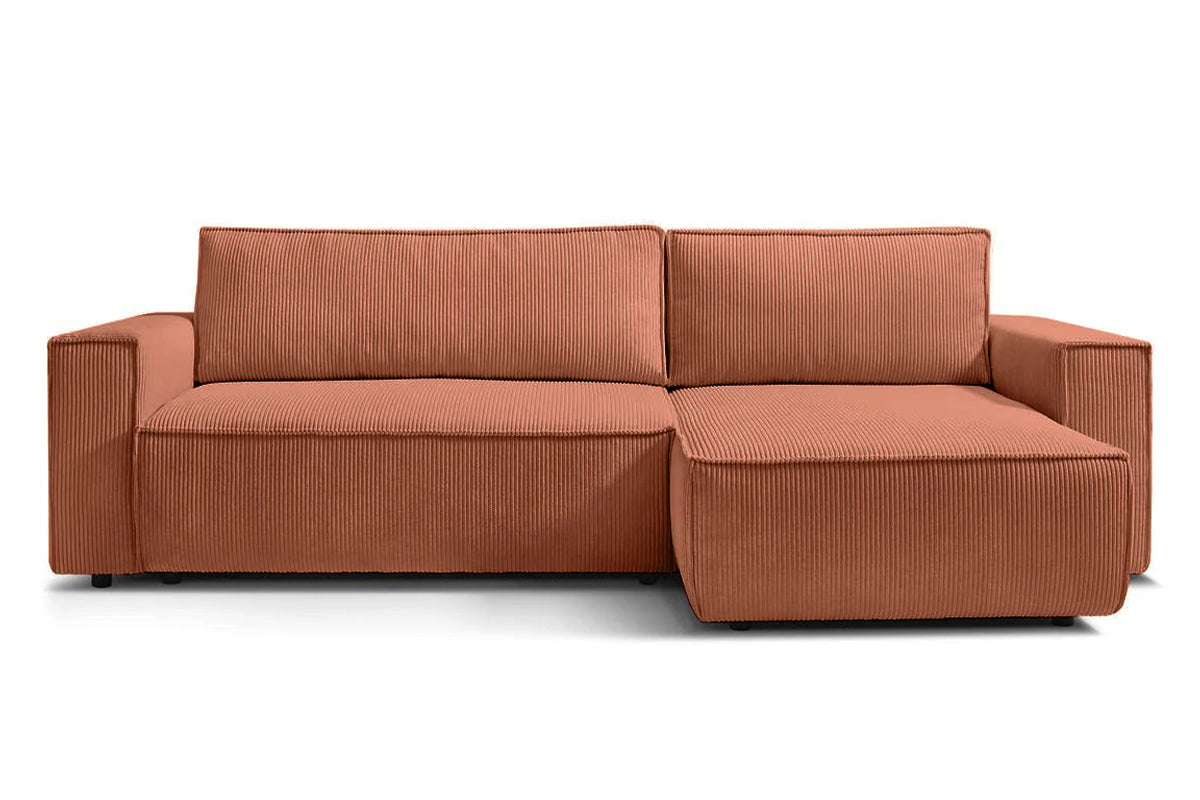 Colțar Extensibil CLOUD, cu ladă de depozitare, șezlong interschimbabil, 275x145x85 cm Caramiziu-Zoom Dreapta Prestige Home