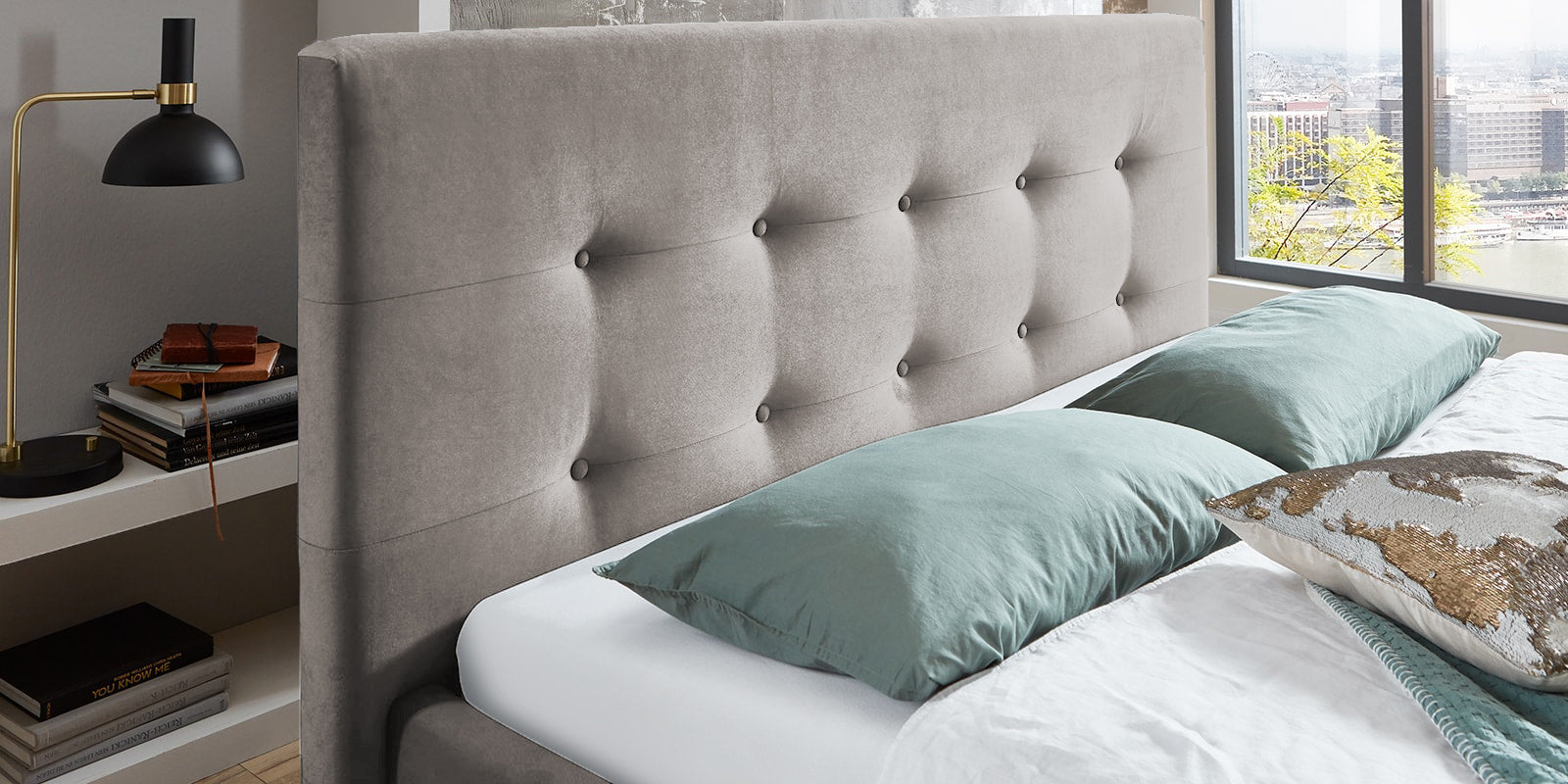 Pat Tapitat Lille, cu Lada Rabatabil, Velur-Antracit, Prestigehome.ro, Prestige, #Color_swing-bej