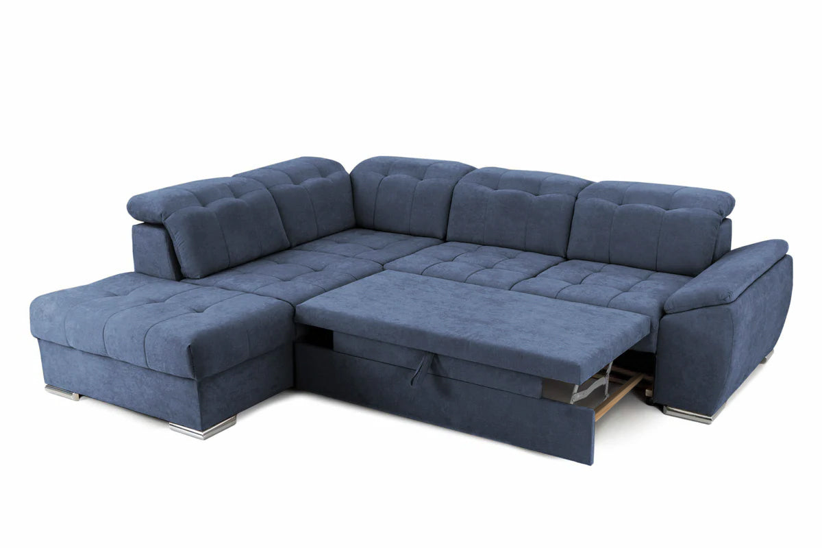 Colțar Extensibil ENZO, cu tetiere, variante stânga/dreapta, 255x220x100 cm Prestige Home