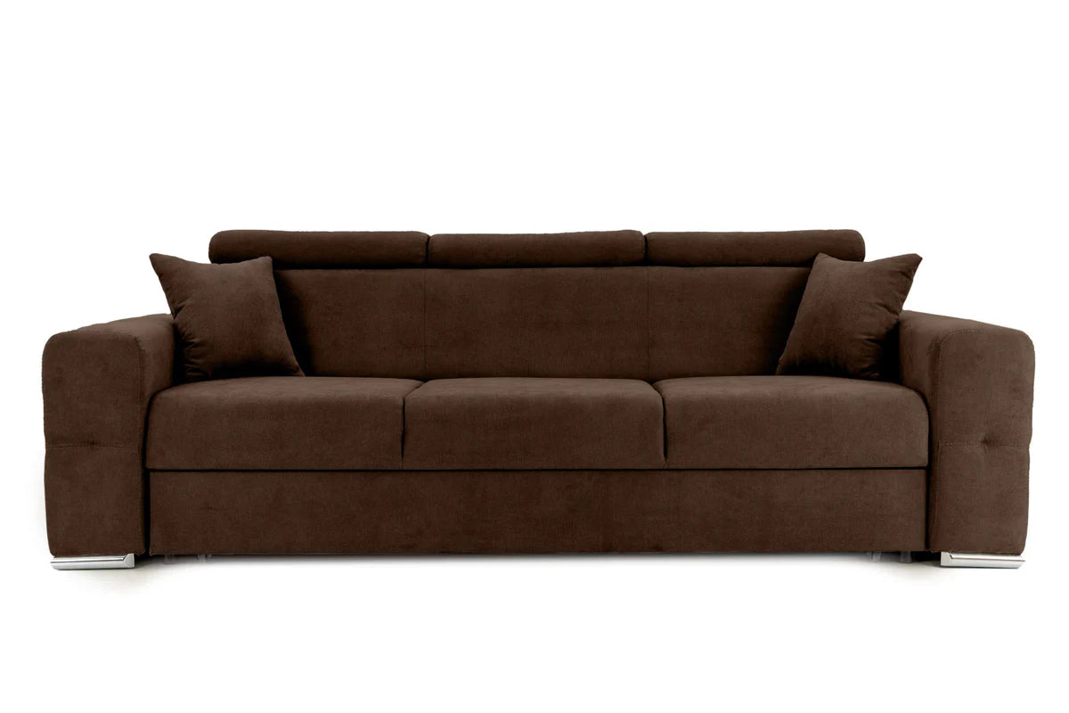 Canapea Extensibilă 3 locuri BELLAGIO, cu tetiere reglabile, 242x95x99 cm Maro-Enjoy Prestige Home