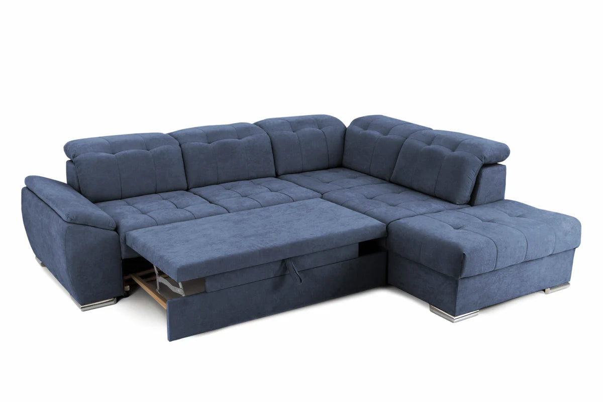 Colțar Extensibil ENZO, cu tetiere, variante stânga/dreapta, 255x220x100 cm Prestige Home
