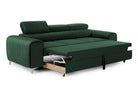 Canapea Extensibilă 3 locuri TIME, cu tetiere reglabile, cu suport lombar, 255x97x94 cm #color_Verde-Padure-Velluto