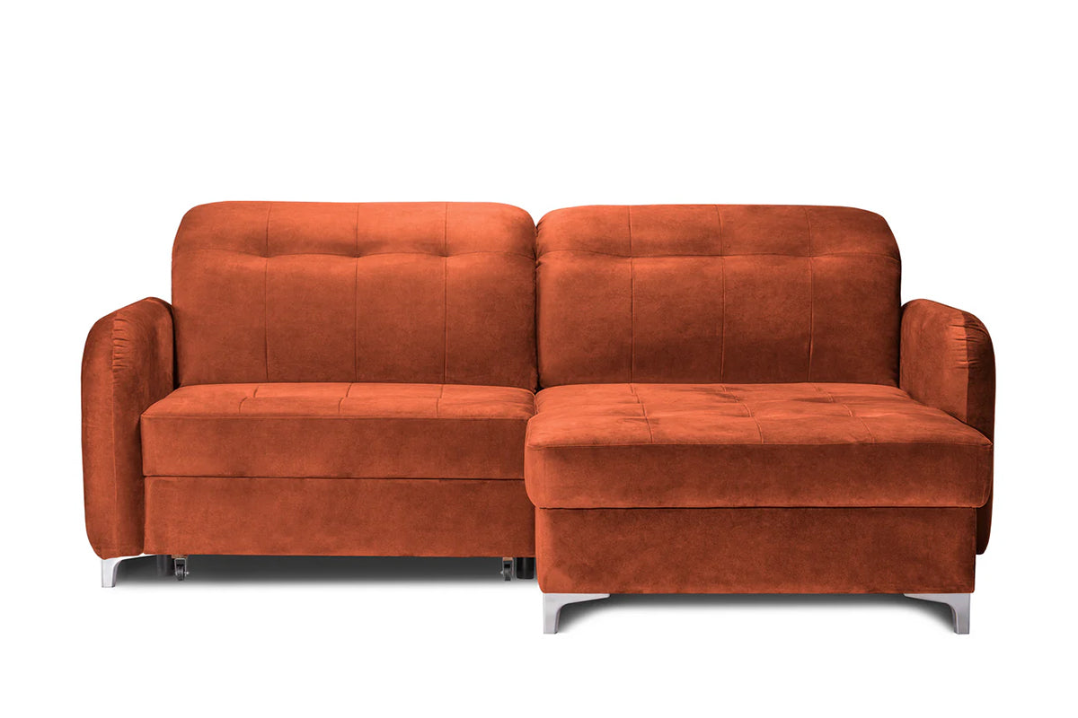 Colțar Extensibil STUDIO, cu lada depozitare, cu tetiere reglabile, 220 x 160 x 105 cm Caramiziu-Whisper Dreapta Prestige Home
