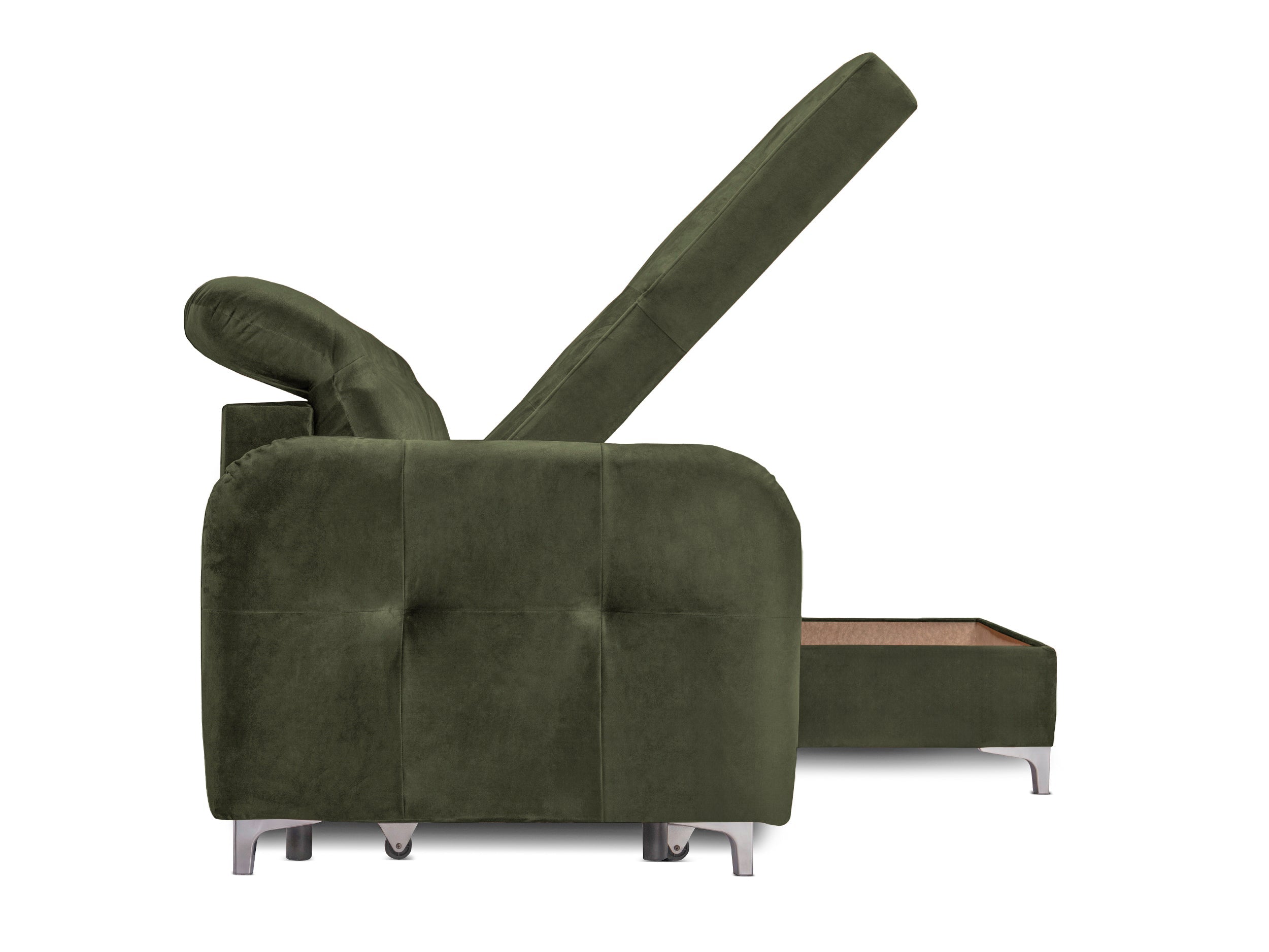 Colțar Extensibil STUDIO, cu lada depozitare, cu tetiere reglabile, 220 x 160 x 105 cm Prestige Home