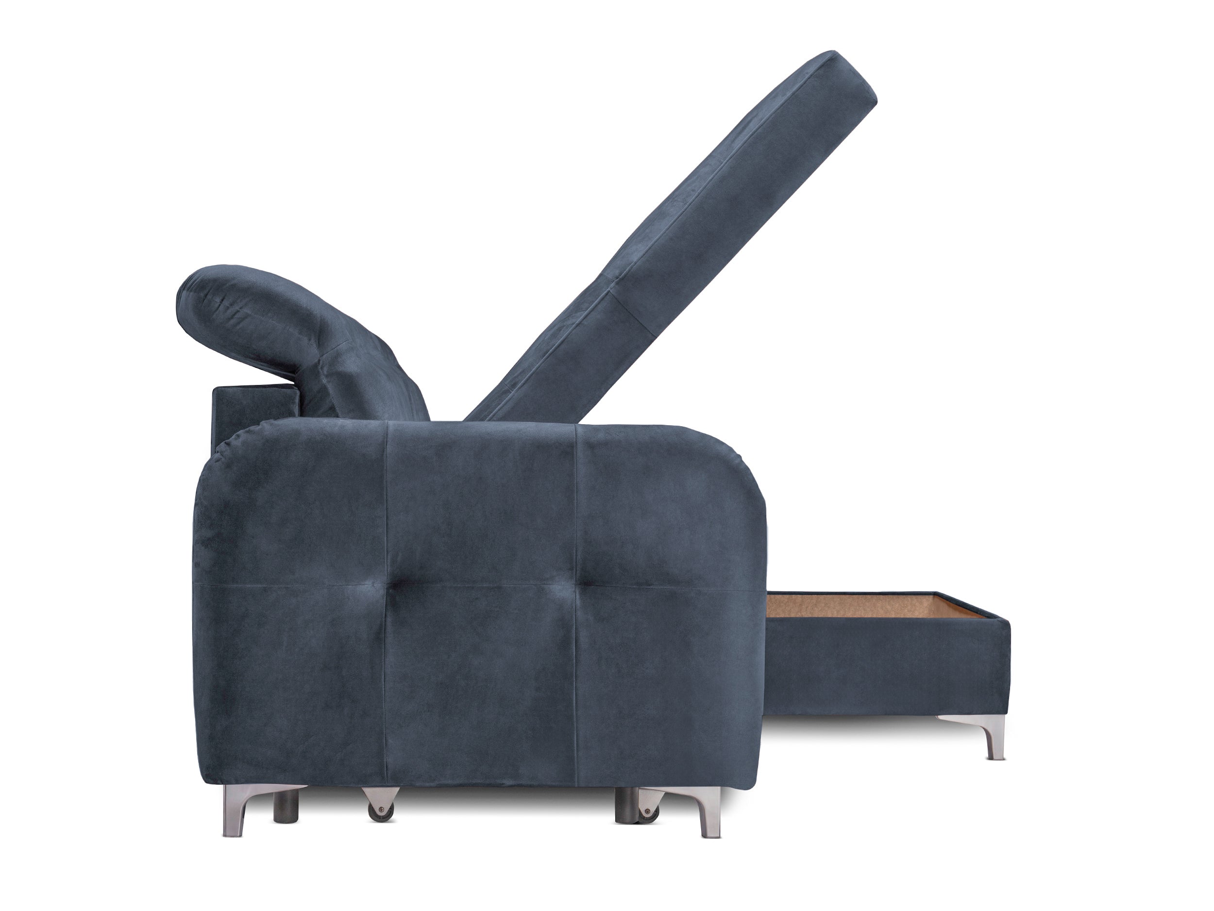 Colțar Extensibil STUDIO, cu lada depozitare, cu tetiere reglabile, 220 x 160 x 105 cm Prestige Home