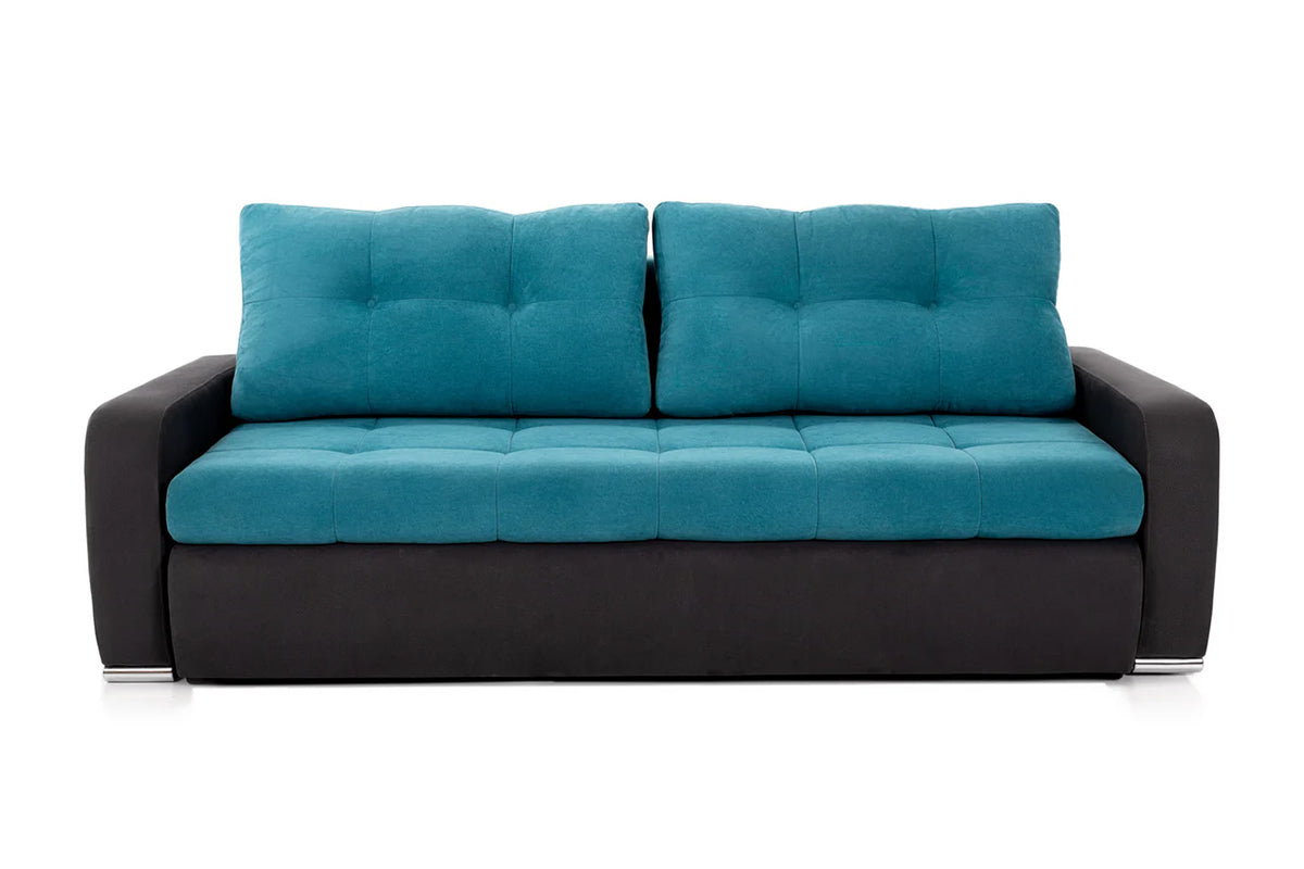 Canapea Extensibilă 3 locuri VENETIA, cu ladă de depozitare, 220x100x90 cm Turcoaz-Negru-Enjoy Prestige Home