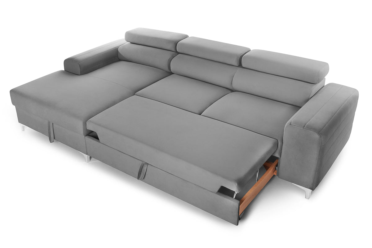 Colțar Extensibil LOFT NEW, cu lada depozitare, tetiere reglabile, 290x170x95 cm Prestige Home