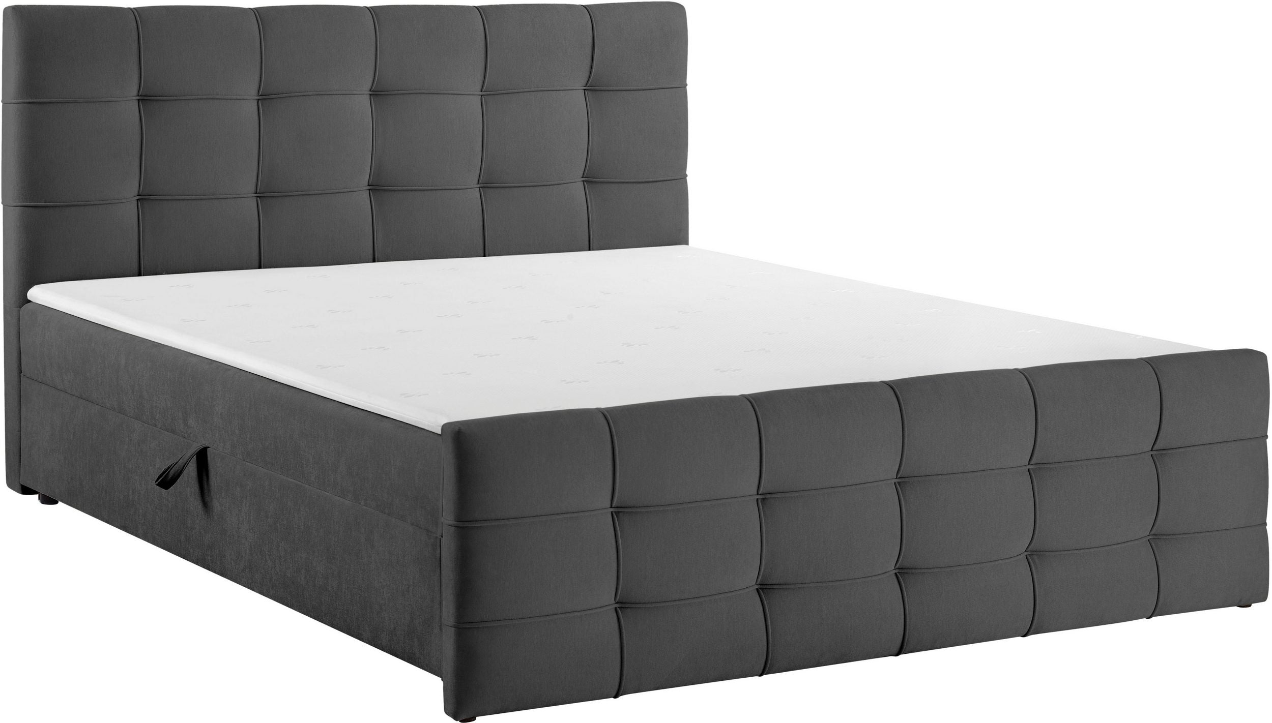 Pat boxspring Lilienne, 180×200 cm, ladă depozitare, saltea H3 + topper Arboteca