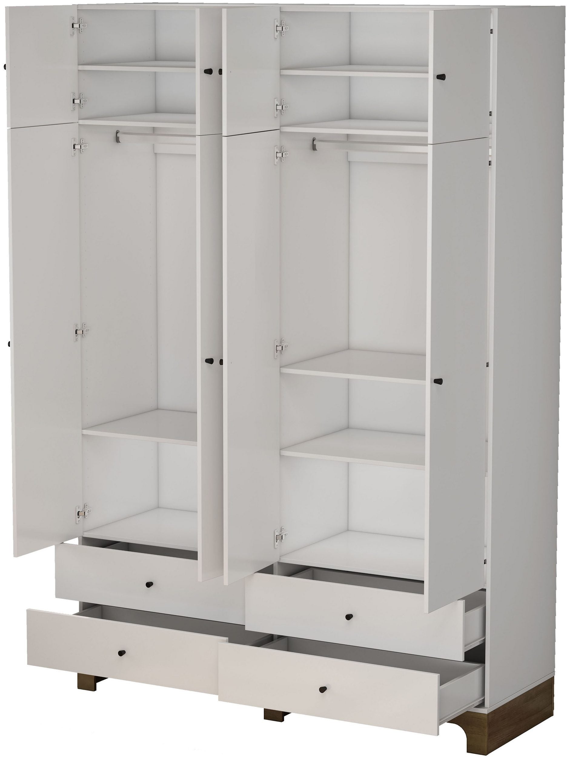 Garderobă OSLO, stil scandinav-boho, 8 uși, PAL FSC®, 160×52×240 cm Arboteca