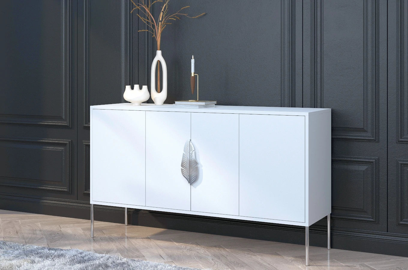 Comoda Ayana, Alb / Argintiu Arboteca