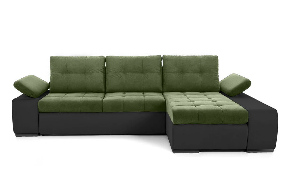 Colțar Extensibil VENETIA, cu ladă de depozitare, variante stânga/dreapta 290x170x80 cm Dreapta Verde-Gri-Inchis-Enjoy Prestige Home
