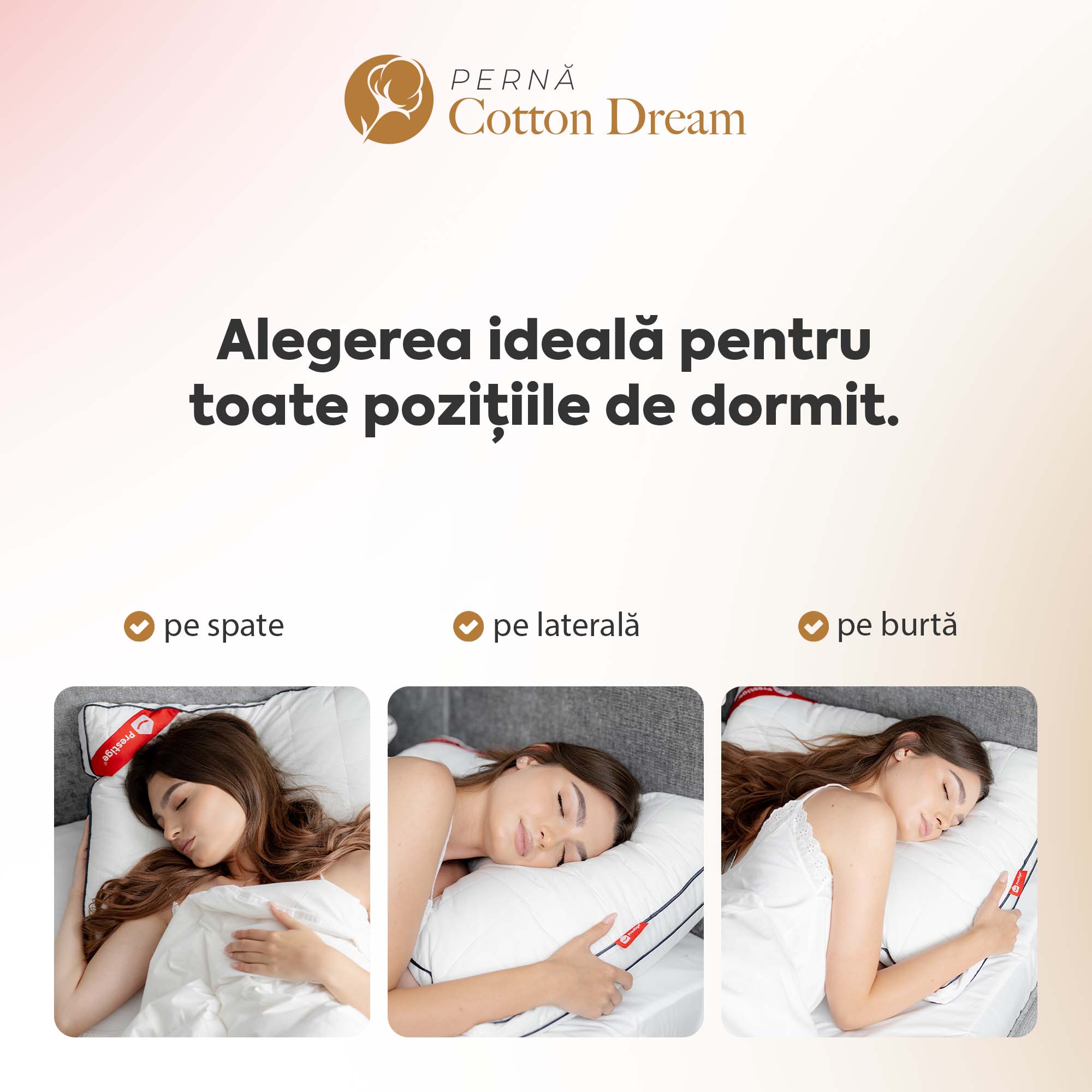 Set 4 x Perne Cotton Dream cu microfibră, husă bumbac, 50x70 cm Arboteca