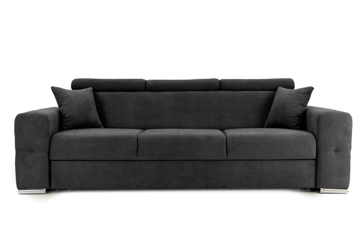 Canapea Extensibilă 3 locuri BELLAGIO, cu tetiere reglabile, 242x95x99 cm Gri-Inchis-Enjoy Prestige Home