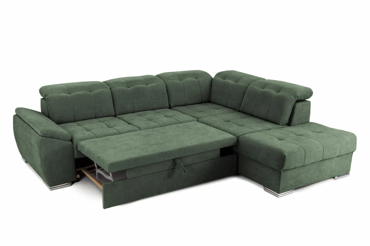 Colțar Extensibil ENZO, cu tetiere, variante stânga/dreapta, 255x220x100 cm Prestige Home