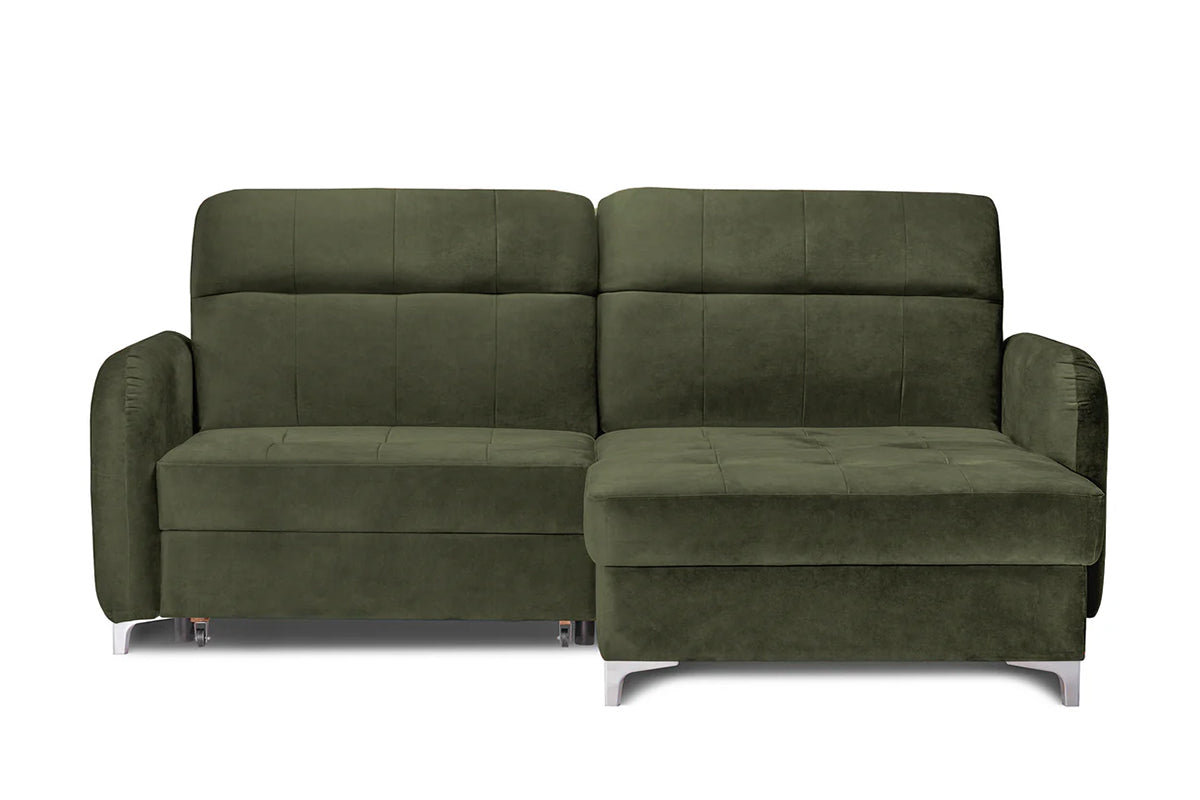 Colțar Extensibil STUDIO, cu lada depozitare, cu tetiere reglabile, 220 x 160 x 105 cm Verde-Whisper Dreapta Prestige Home