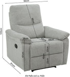 Fotoliu recliner ODILON cu funcție relax manuală, textil gri deschis Arboteca