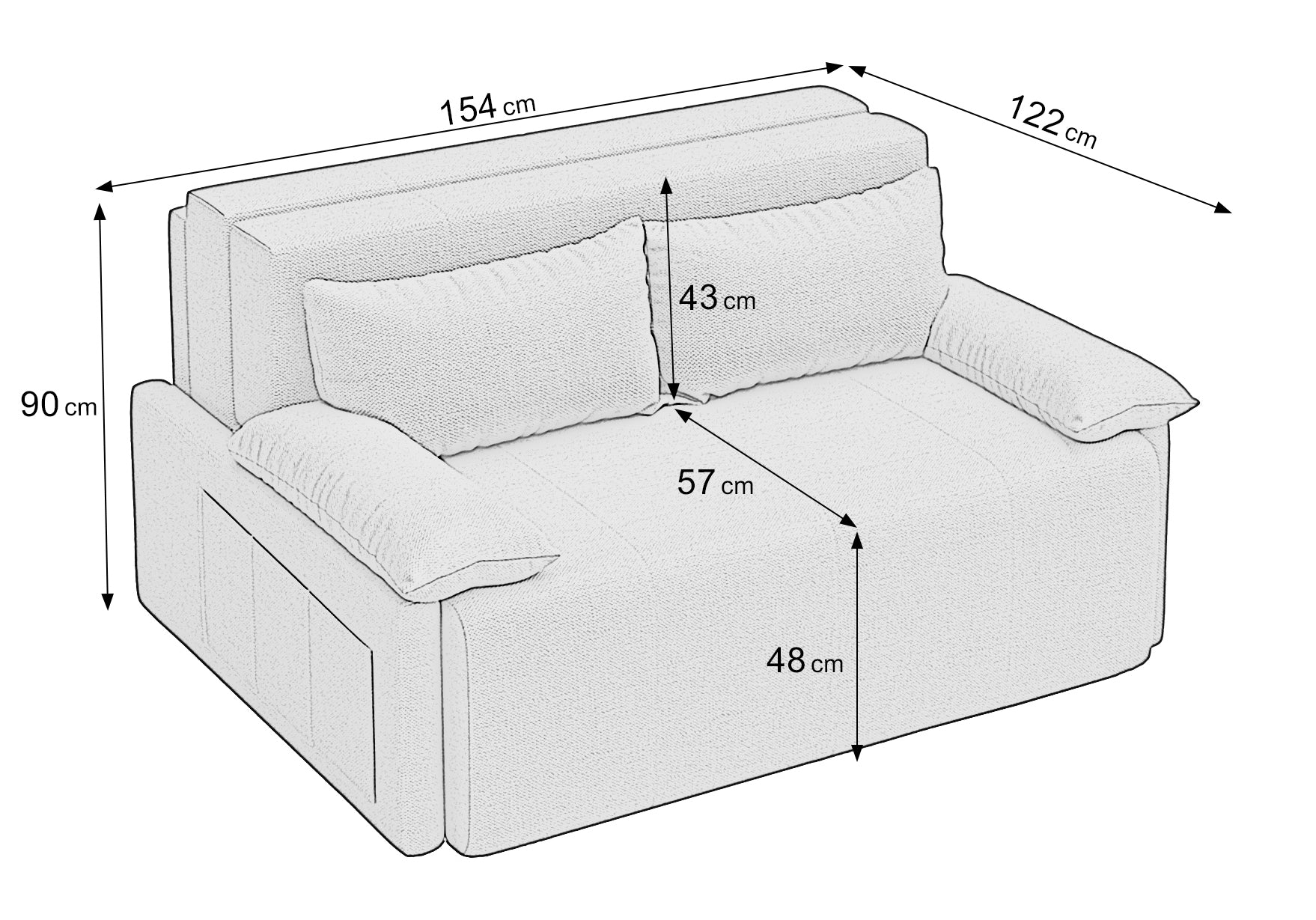 Canapea Extensibilă 2 locuri OSLO, 154x122x90 cm Prestige Home