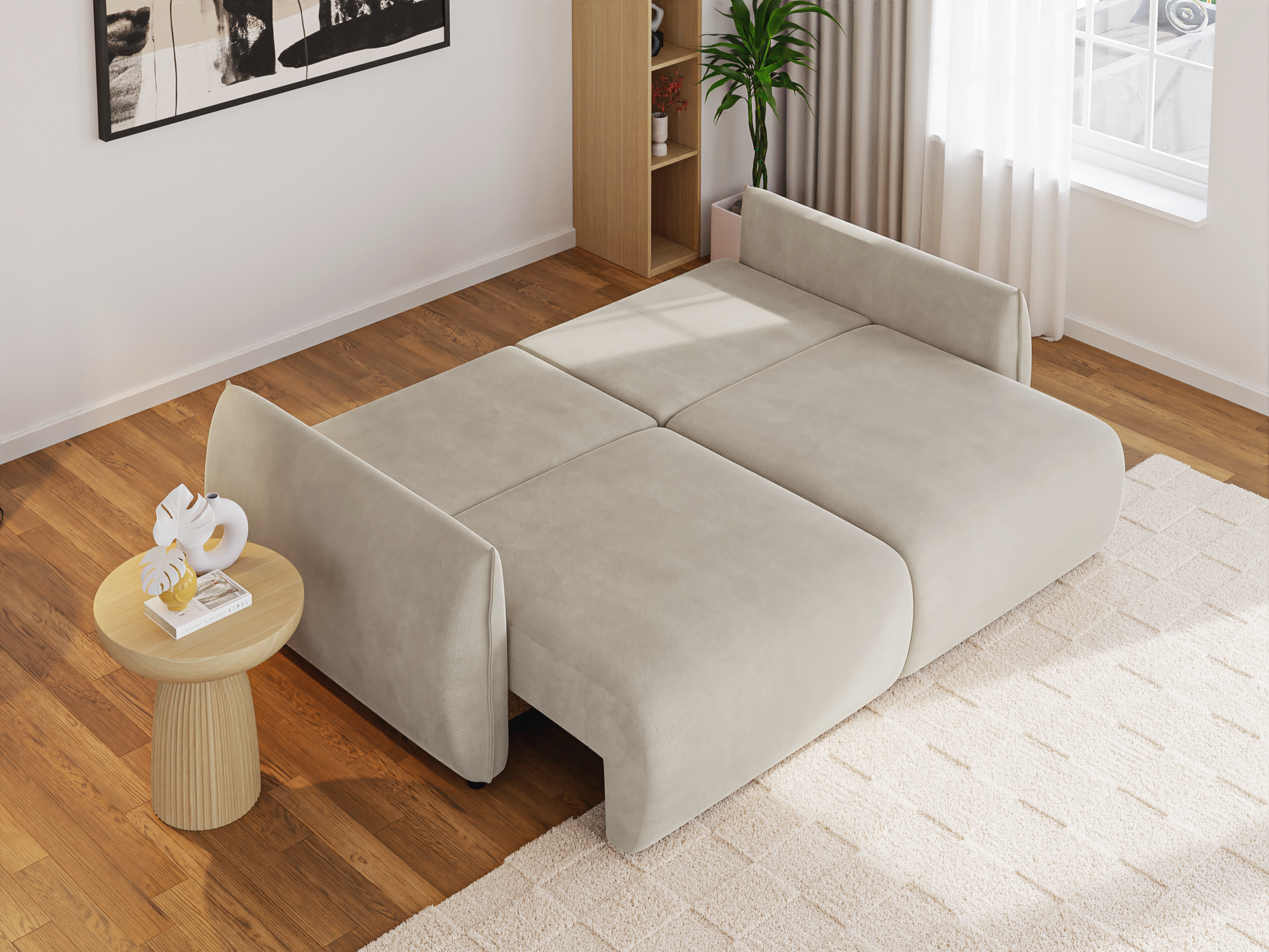 Canapea Extensibilă 3 locuri OSAKA, cu ladă depozitare, 238x110x90 cm #color_Bej-Havana