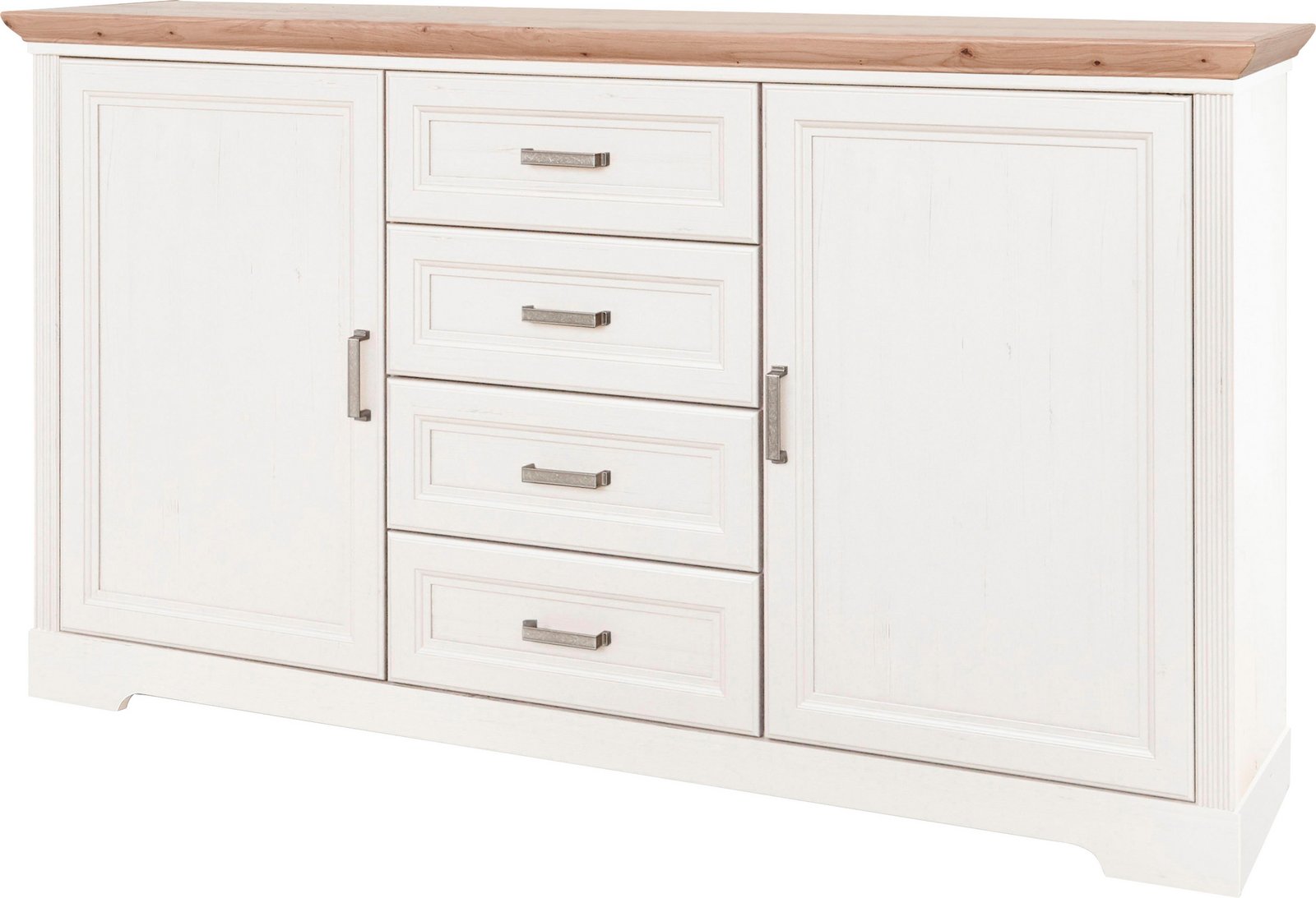 Comodă Sideboard Jasmin în stil rustic, pin/alb, 164×90×41 cm Arboteca