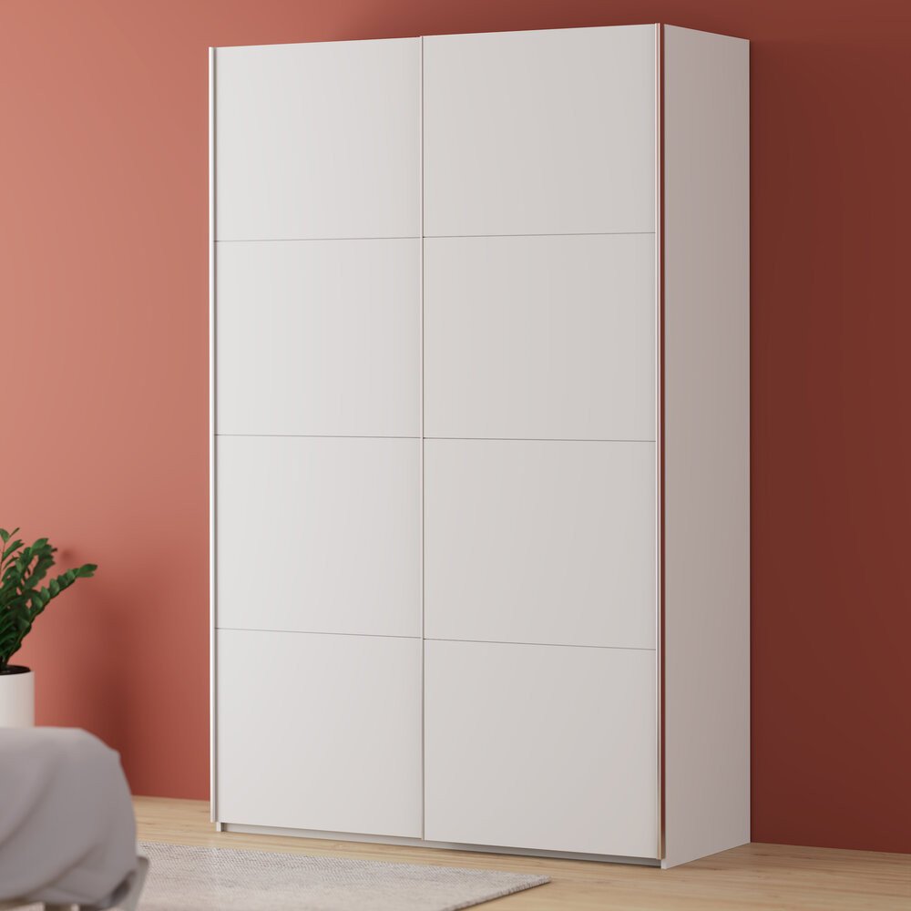 Dulap Fittio cu uși glisante, alb, 150×235×61 cm Arboteca