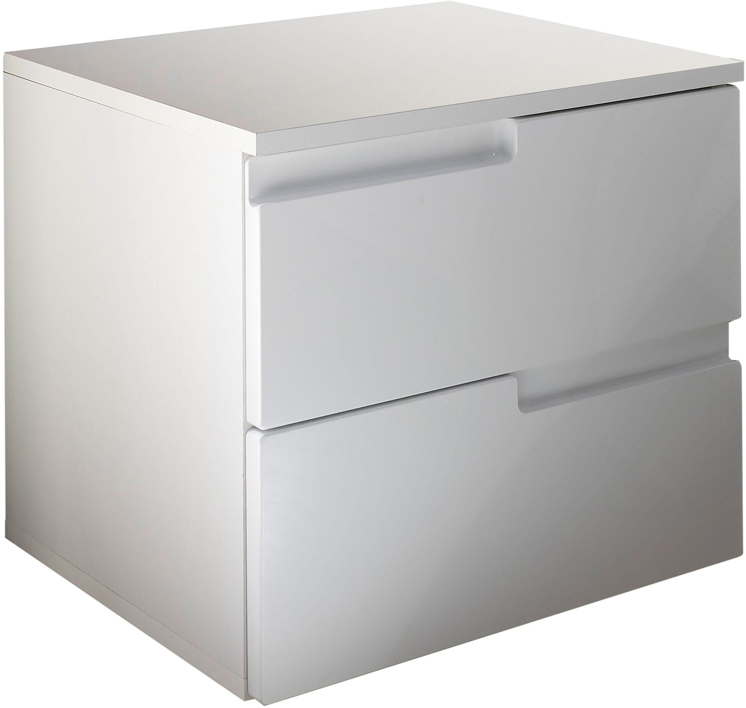 Set 2 noptiere Spice, alb, 2 sertare, melamină rezistentă, design modern cu mânere încastrate Arboteca