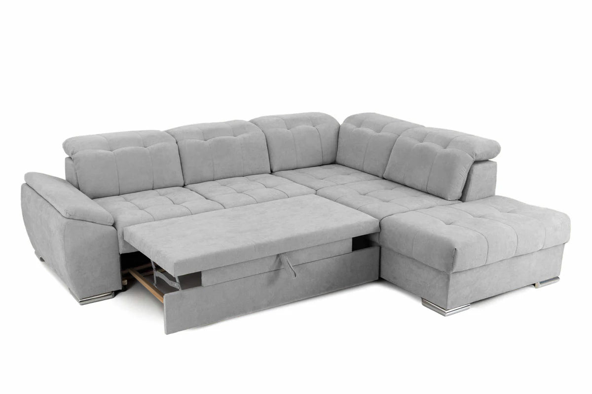 Colțar Extensibil ENZO, cu tetiere, variante stânga/dreapta, 255x220x100 cm Prestige Home