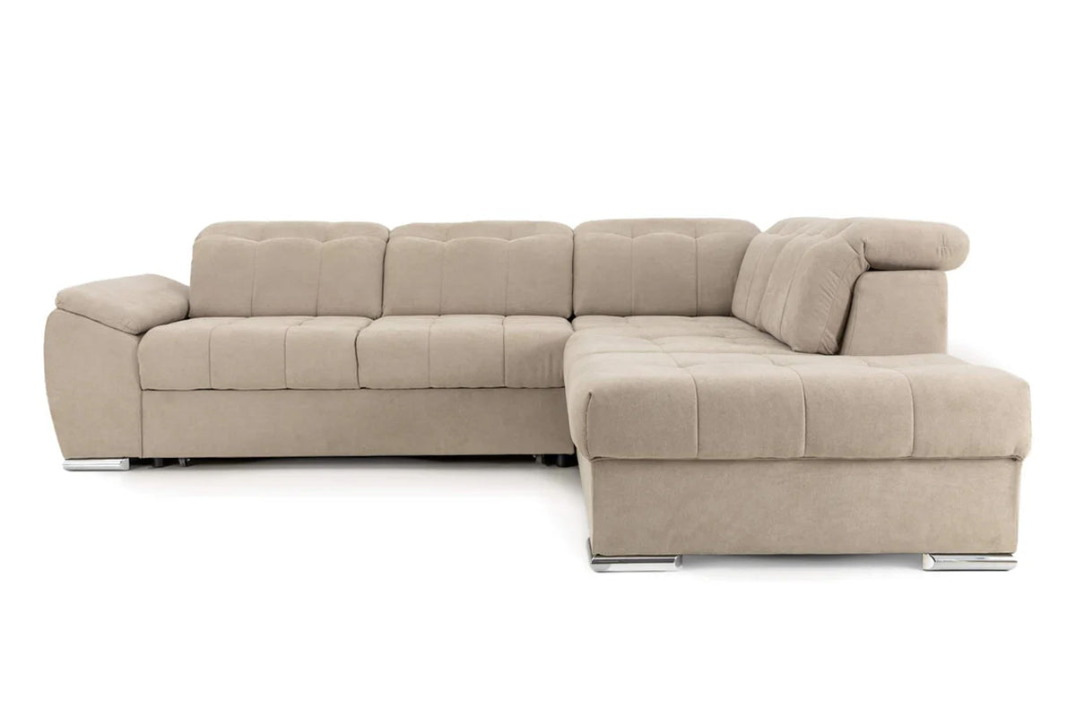 Colțar Extensibil ENZO, cu tetiere, variante stânga/dreapta, 255x220x100 cm Bej-Enjoy Dreapta Prestige Home