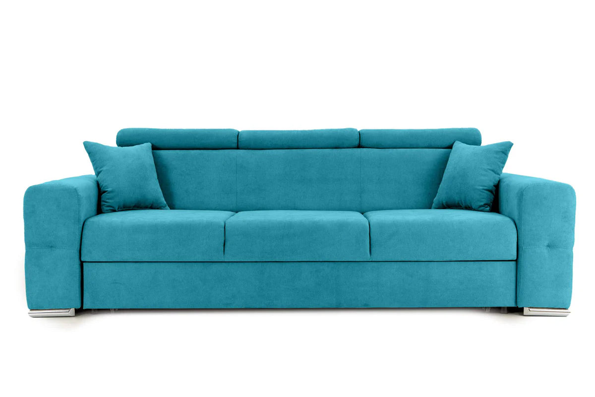 Canapea Extensibilă 3 locuri BELLAGIO, cu tetiere reglabile, 242x95x99 cm Turcoaz-Enjoy Prestige Home