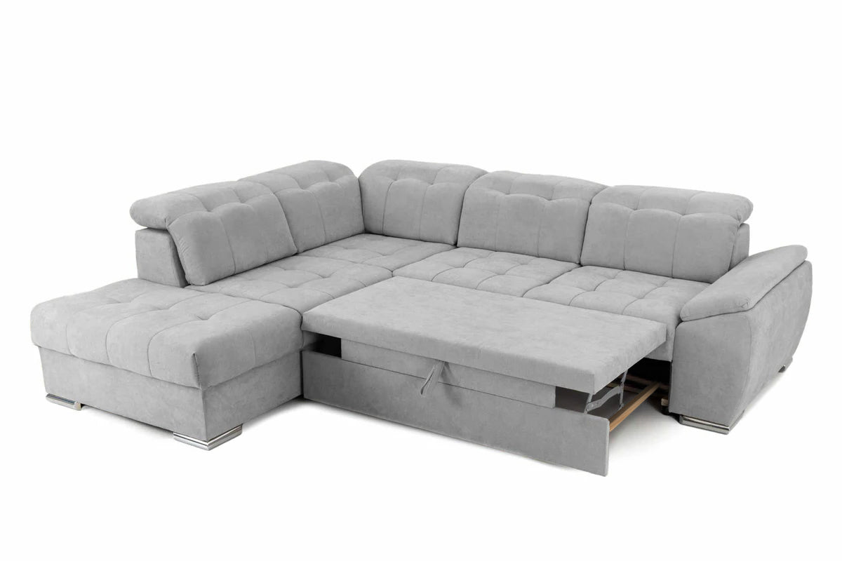 Colțar Extensibil ENZO, cu tetiere, variante stânga/dreapta, 255x220x100 cm Prestige Home