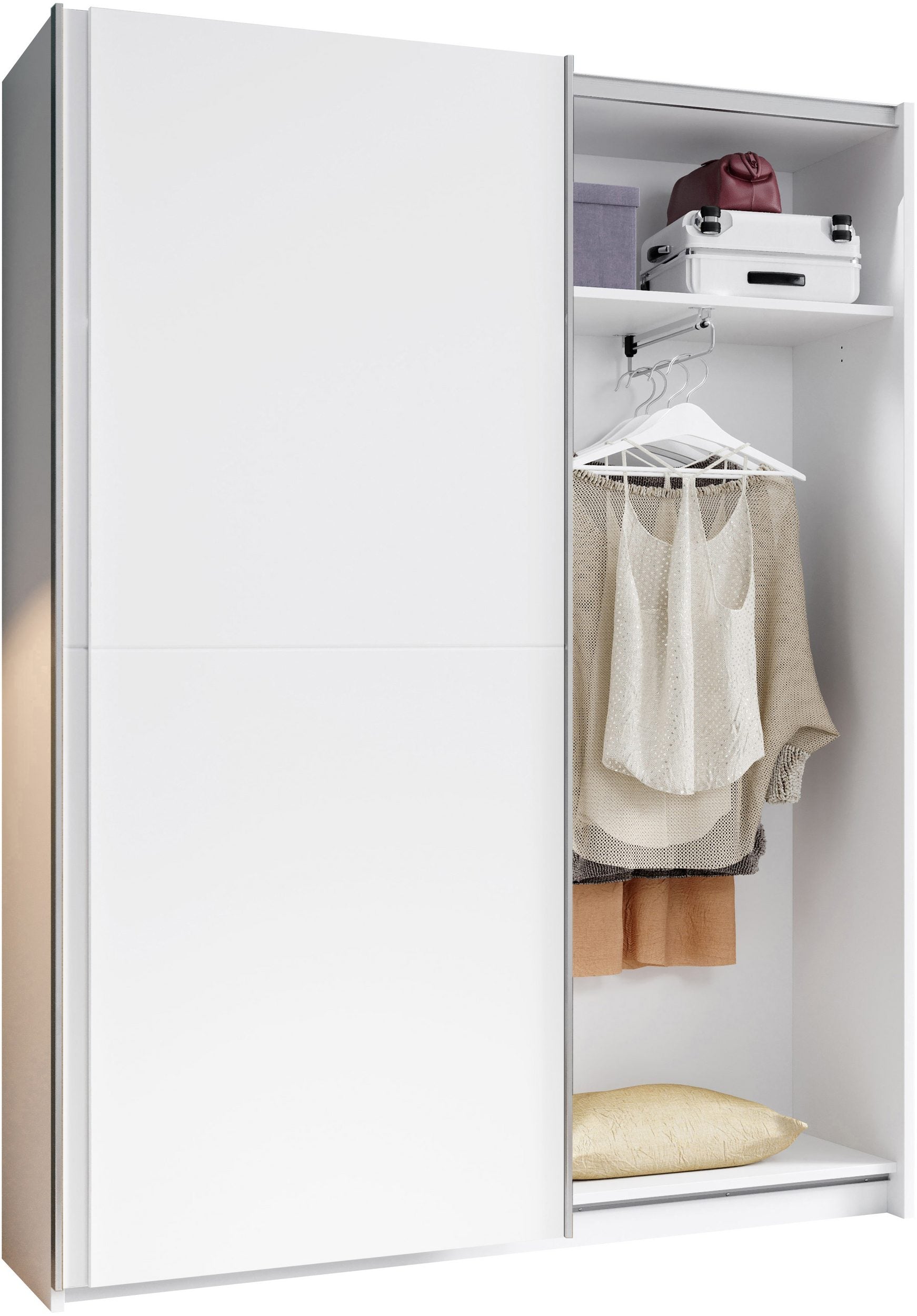 Dulap cu usi glisante Heimo , Alb , 150 cm latime , 38 cm adancime Arboteca