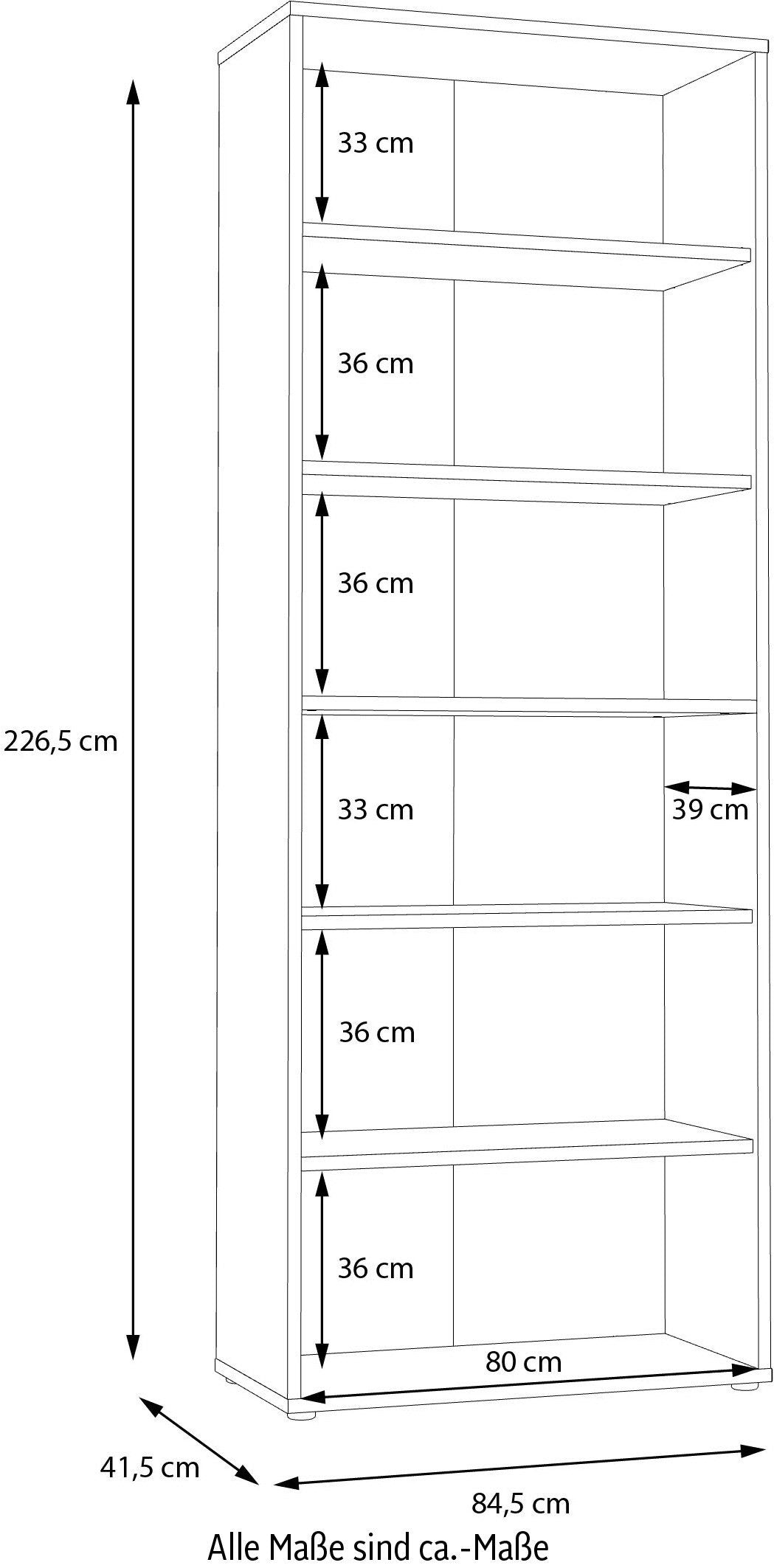 Dulap pentru birou Keflav, 2 uși, 5 rafturi, PAL FSC®, 84,5×41,5×226,5 cm Arboteca