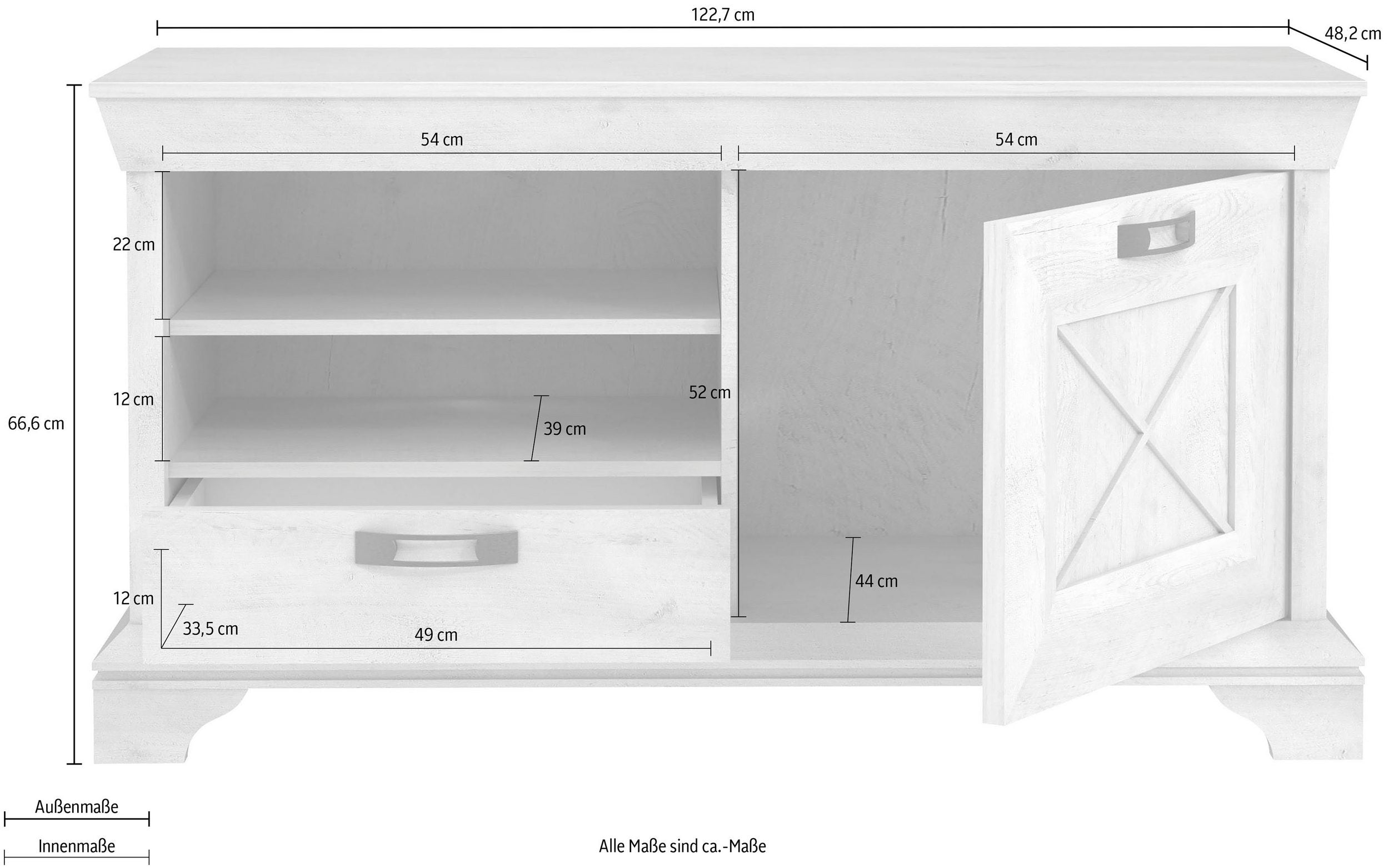 Comodă TV Kashmir, stil rustic, PAL , 122,7×48,2×66,6 cm Arboteca