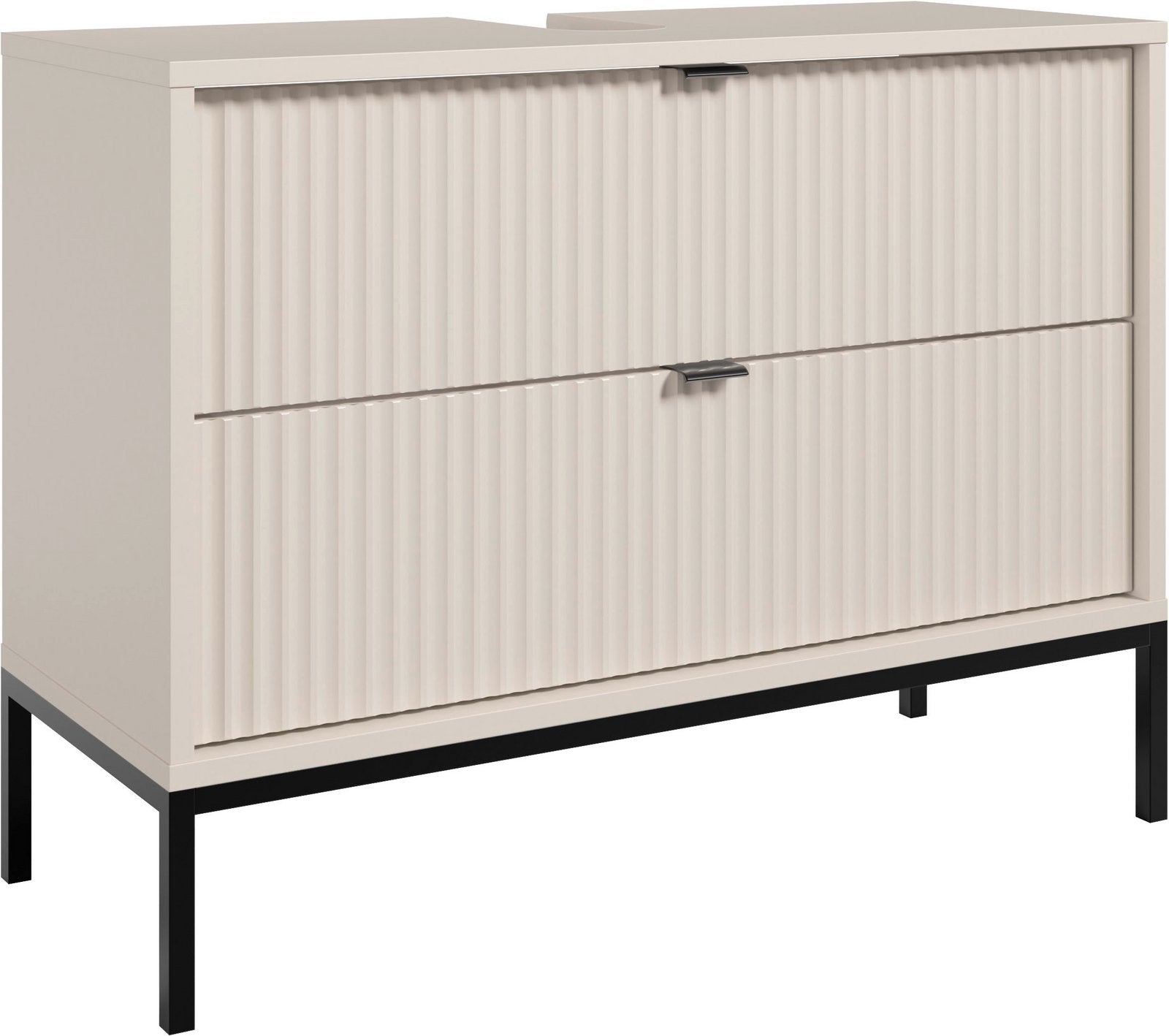 Dulap sub chiuvetă Lucera, crem, 80×60×32 cm, cu sertar și picioare metalice Arboteca