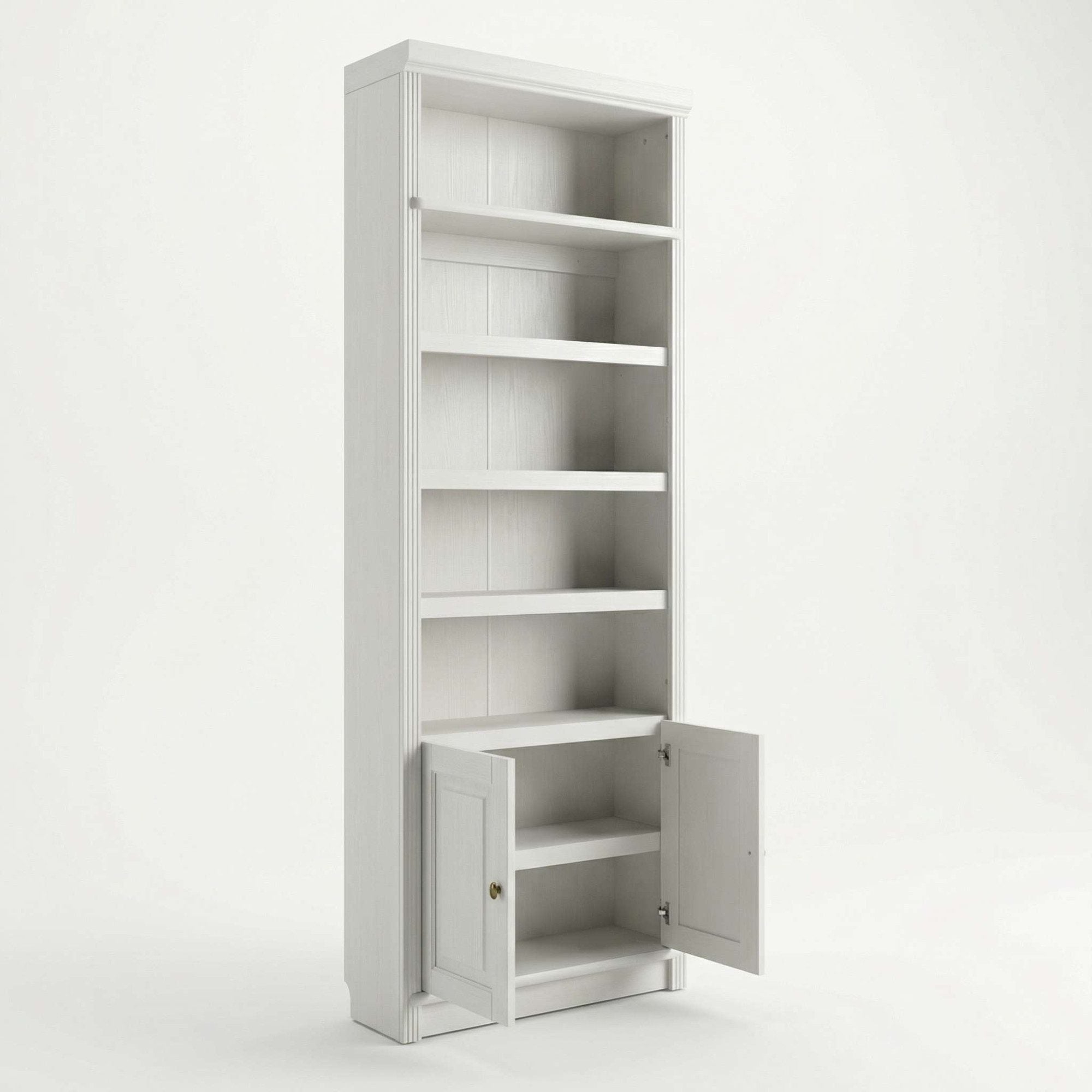 Bibliotecă din lemn masiv de pin Soeren, 2 uși, 80×29×220 cm – alb crem Arboteca