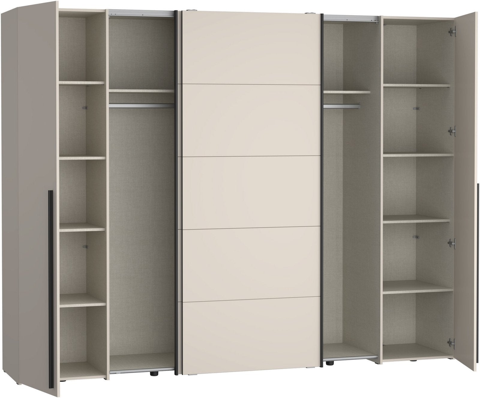 Dulap Narago combinat cu uși glisante și batante, bej cashmere, 270×210×61 cm Arboteca