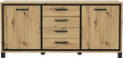 Comodă Sideboard Trondheim cu 2 uși și 4 sertare, negru stejar artisan, 178 cm Arboteca