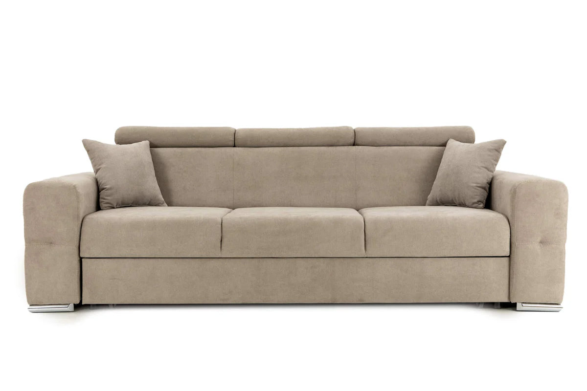 Canapea Extensibilă 3 locuri BELLAGIO, cu tetiere reglabile, 242x95x99 cm Bej-Enjoy Prestige Home