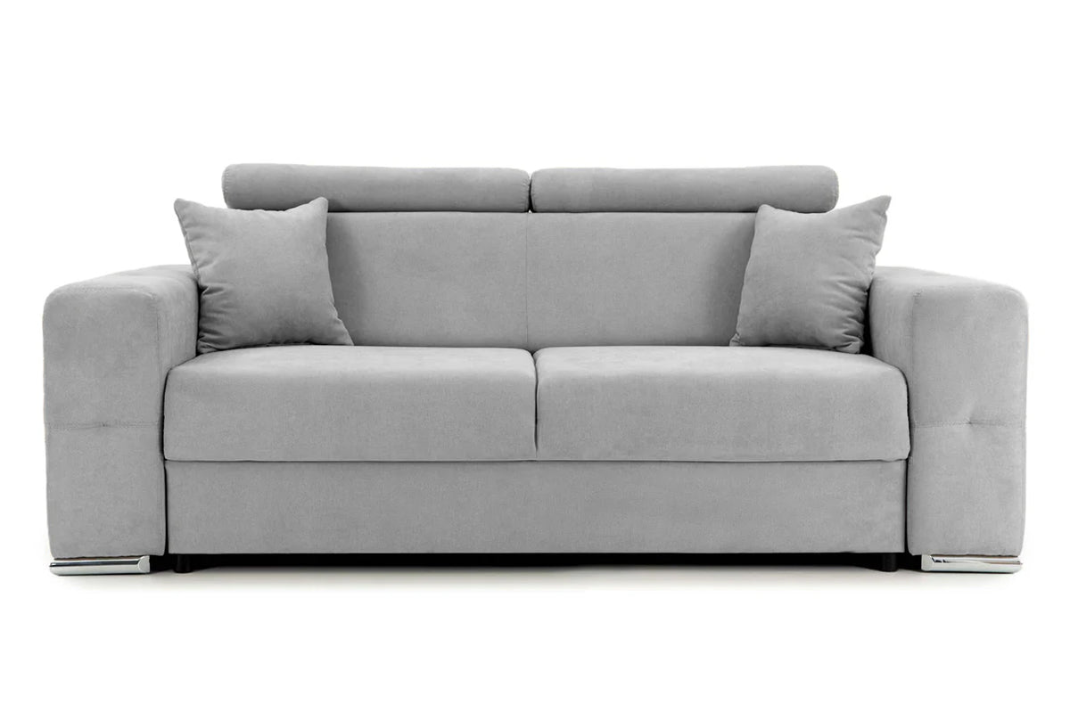 Canapea Fixă 2 locuri BELLAGIO, cu tetiere reglabile, 205x100x100 cm Gri-Deschis-Enjoy Prestige Home