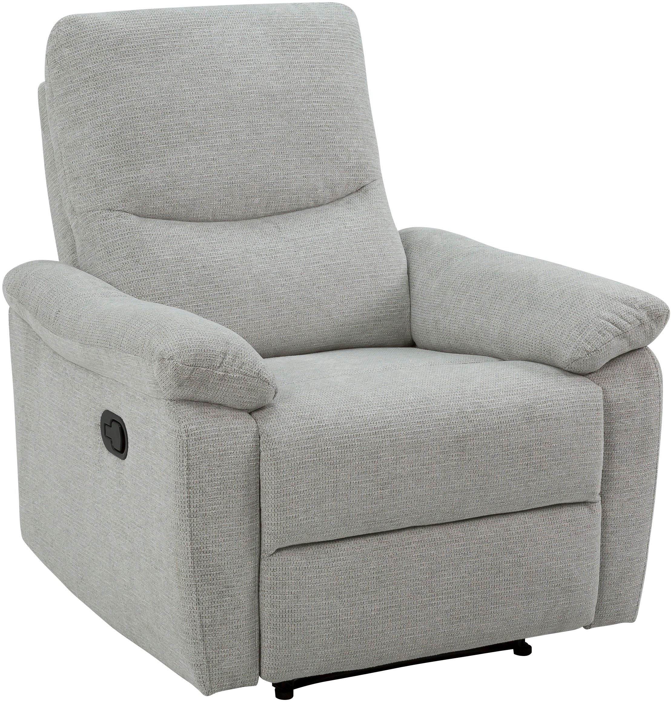 Fotoliu recliner ODILON cu funcție relax manuală, textil gri deschis Arboteca