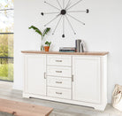 Comodă Sideboard Jasmin în stil rustic, pin/alb, 164×90×41 cm Arboteca
