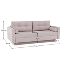 Canapea extensibilă AMALFI, roz antic, textil Queens, 216x100x93 cm Kondela