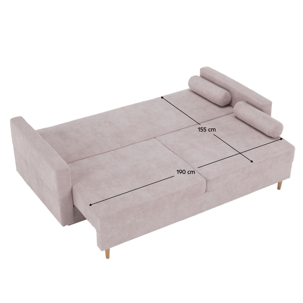 Canapea extensibilă AMALFI, roz antic, textil Queens, 216x100x93 cm Kondela