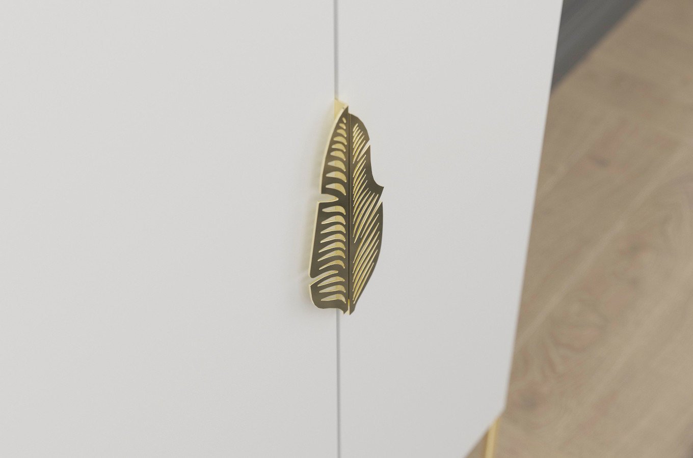 Comoda inalta Ayana, Alb / Auriu Arboteca