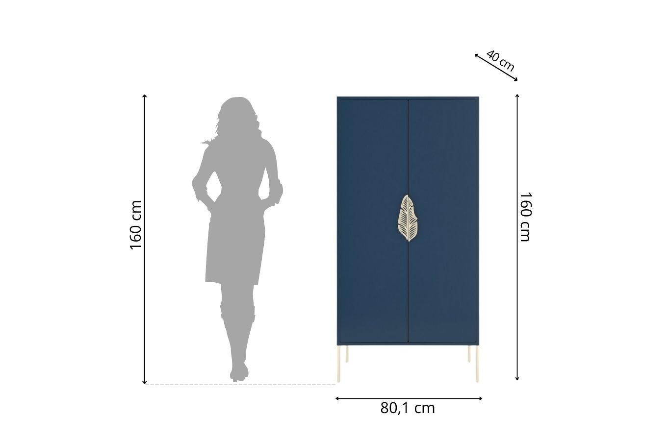 Comoda inalta Ayana, Albastru / Auriu Arboteca