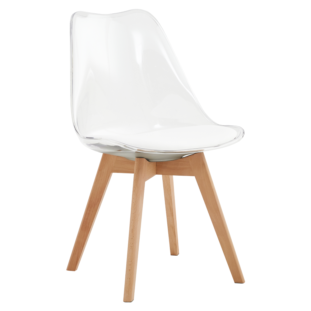 Scaun IVREA 2, transparent, acrilat/piele ecologică/fag, 48x54x80 cm Kondela