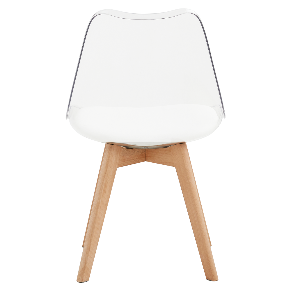 Scaun IVREA 2, transparent, acrilat/piele ecologică/fag, 48x54x80 cm Kondela