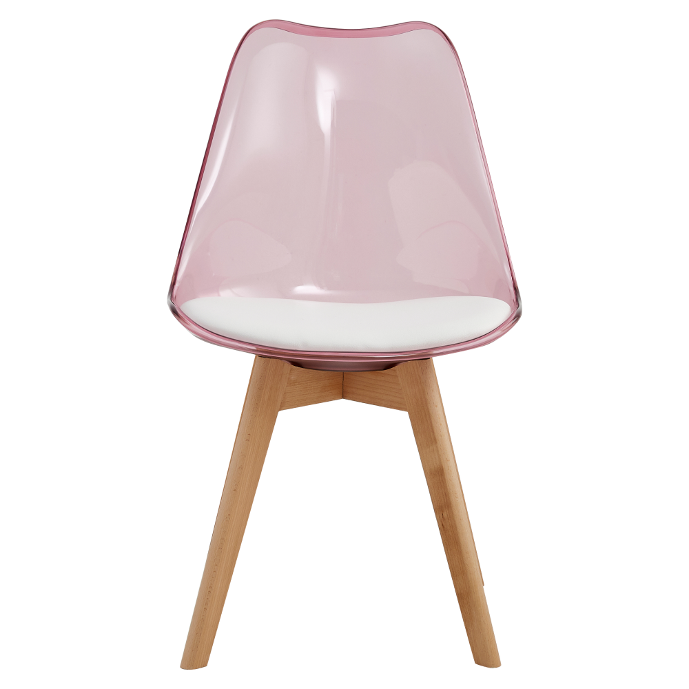 Scaun IVREA 2, roz transparent, acrilic/piele ecologică/fag, 48x54x80 cm Kondela